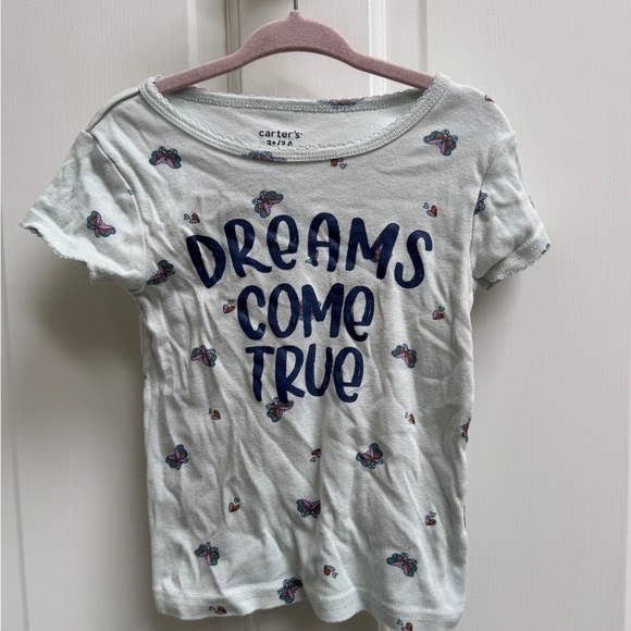 Carter's Other - Carter's 3T Girls Light Blue Butterfly Dreams Come True Short Sleeve Pajama Top
